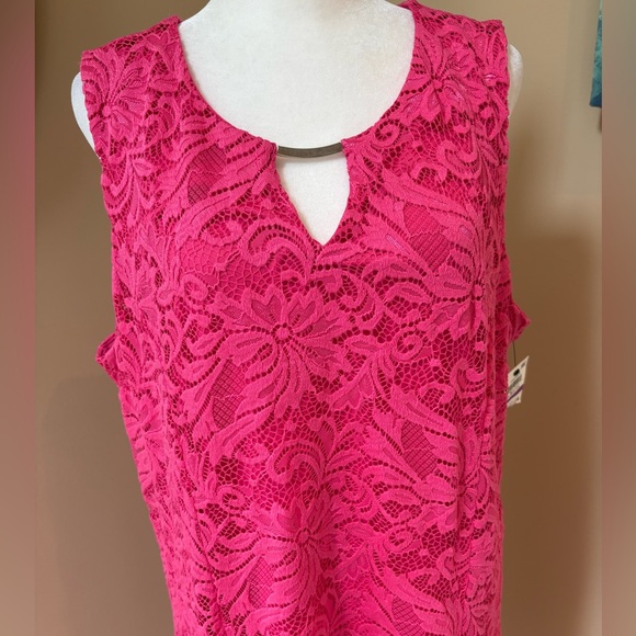 JM Collection Dresses & Skirts - Incredible Hot Pink Lace Dress 💕 Silver Hardware Accent Sleeveless XXL